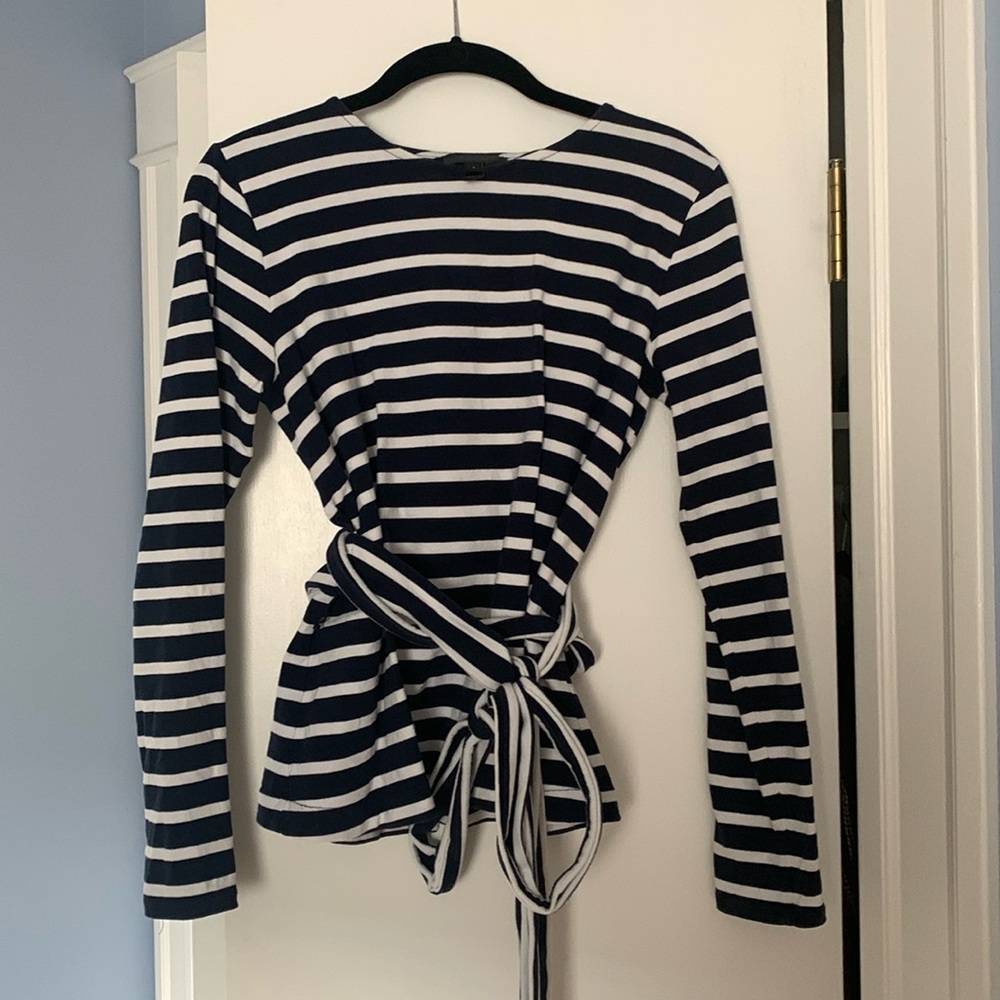 J. Crew striped wrap waist shirt